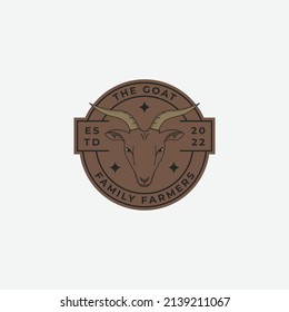 Badge of Goat farm logo in line style design vector illustration template, goat logo element, inspiration, template