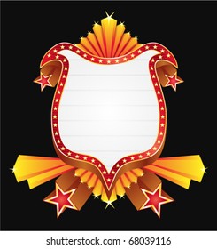Badge with gold decorations and red stars