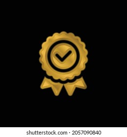 Badge gold plated metalic icon or logo vector