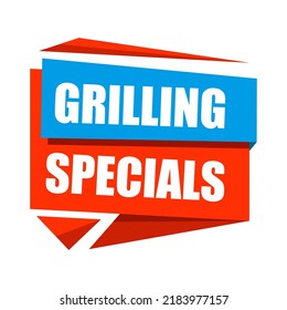 Especialidades de parrilladas de insignia, ilustración vectorial. Marca de etiqueta. Frases creativas para publicidad.