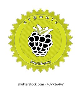 Badge with hand drawn organic blackberry and text