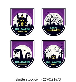 Badge happy halloween design collection