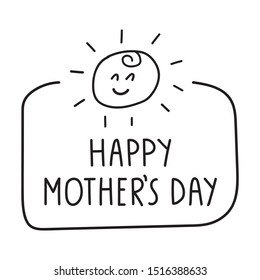 Badge - happy mother's day. Hand drawn vector illustration for greeting card, t shirt, print, stickers, posters design on white background.