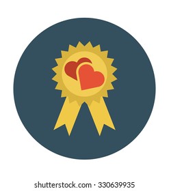 
Badge with Hearts Colored Vector Illustration
