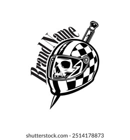 badge helmet with skull logo vector ready eps 10 format 