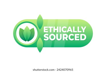 Badge highlighting ethically sourced products with a leaf design, emphasizing responsible sourcing