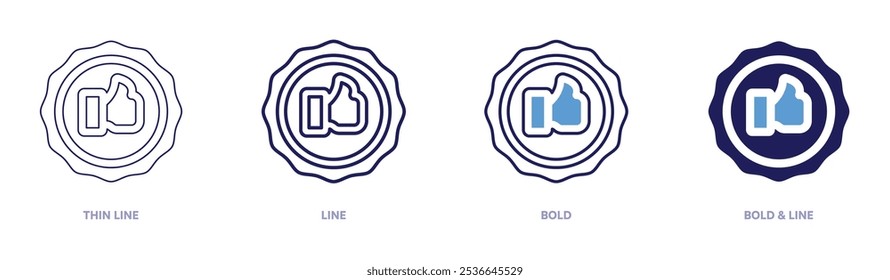 Ícone de emblema em 4 estilos diferentes. Linha fina, Linha, Negrito e Linha Negrito. Estilo duotônico. Traçado editável.