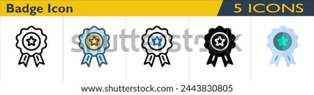 Badge icon with 5 styles (outline, color lineal, color outline, solid and color)
