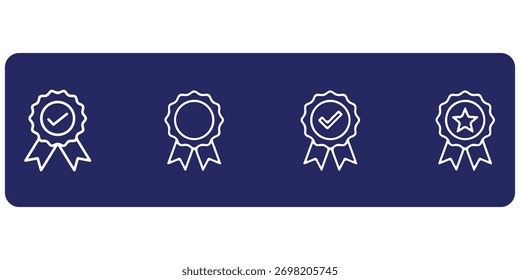 Badge icon. Award sign vector set. Achievement sign set. Checkmark prize reward badge. Winner best reward isolated icon set.