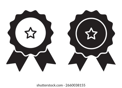 Badge Icon. Awards icons vector. Achieve sign and symbols. Professional Certificate Ribbon Vector Icon, Warranty or Guarantee Medal Vector Icon, Best Premium Quality Badge Vector Icon for UI Designs. 