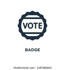 Badge icon. Black filled vector illustration. Badge symbol on white background. Can be used in web and mobile.