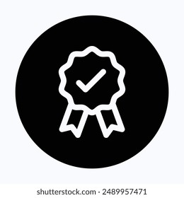 Badge-Symbol. Plaketten-Symbol überprüfen. Tick Badge Symbol, Vektorgrafik Illustrator, 