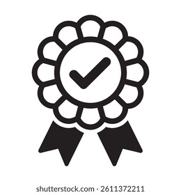Badge Icon with Checkmark Representing Achievement and Certification Editable Vector Illustration isolated on a white background