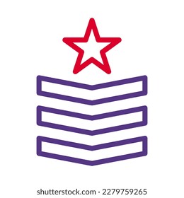 icono de insignia duocolor estilo púrpura rojo ilustración militar vector elemento ejército y símbolo perfecto. Signo de icono de la colección moderna para la web.
