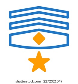 badge icon duotone blue orange style military illustration vector army element and symbol perfect. Icon sign from modern collection for web.