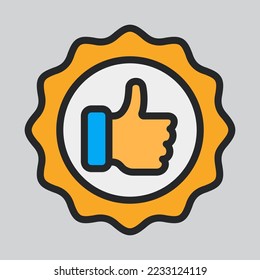 Badge icon in filled line style, use for website mobile app presentation