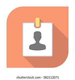 Badge icon.  Flat design. Modern flat icon with long shadow effect in stylish colors. Isolated on white background.