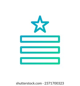 Icono de insignia gradiente color azul verde elemento militar vector ejército y símbolo perfecto.