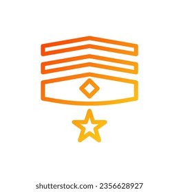 Icono de insignia gradiente color rojo amarillo elemento militar vector ejército y símbolo perfecto.