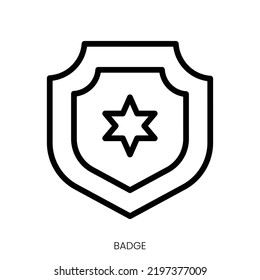 badge icon. Line Art Style Design Isolated On White Background