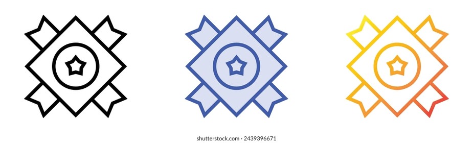 badge icon. Linear, Blue Fill and Gradient Style Design Isolated On White Background