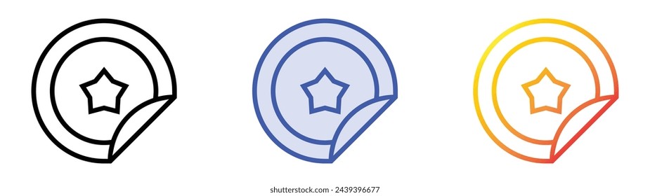 badge icon. Linear, Blue Fill and Gradient Style Design Isolated On White Background
