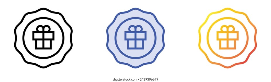 badge icon. Linear, Blue Fill and Gradient Style Design Isolated On White Background