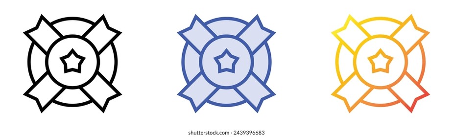 badge icon. Linear, Blue Fill and Gradient Style Design Isolated On White Background
