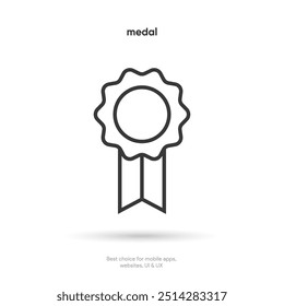 Badge icon on isolated white background. Award, medal, badge symbol, sign.