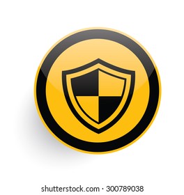 Badge icon on yellow button background,clean vector
