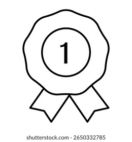 Badge icon outline editable stroke. Outline icon vector