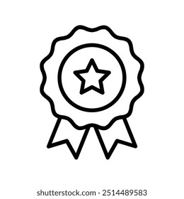 badge icon. Outline style design isolated on white background