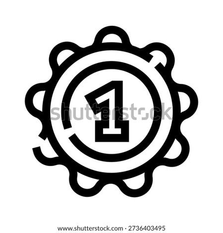 Badge icon representing a number one, symbolizing success, achievement, victory, and the concept of rating as a top performer or winning a competition