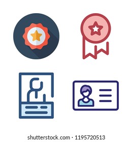 badge icon set. vector set about medal, id card and badges icons set.