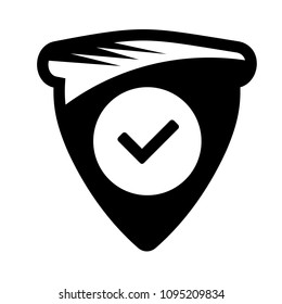 badge icon with shield and check mark. vector illustration.
