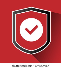 badge icon with shield and check mark. vector illustration.