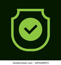badge icon with shield and check mark. vector illustration.