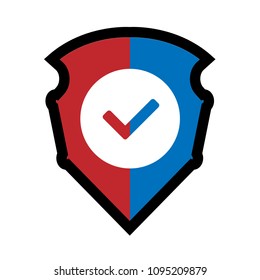 badge icon with shield and check mark. vector illustration.