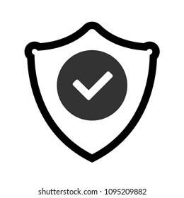 badge icon with shield and check mark. vector illustration.