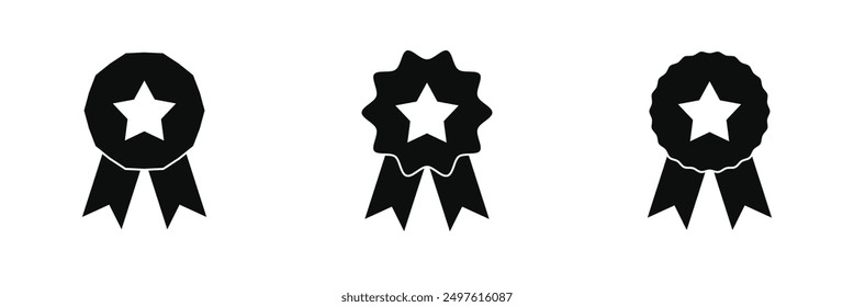 Badge icon. Simple illustration of  award medal with ribbons for winners. Seal ribbon flat icon vector. Badge.