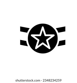 Badge icon solid black colour military vector army element and symbol perfect.