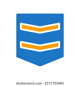 Badge icon solid blue orange colour military vector army element and symbol perfect.