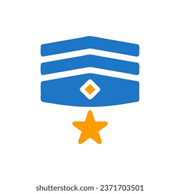 Badge icon solid blue orange colour military vector army element and symbol perfect.