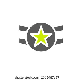 Badge icon solid grey vibrant green colour military vector army element and symbol perfect.