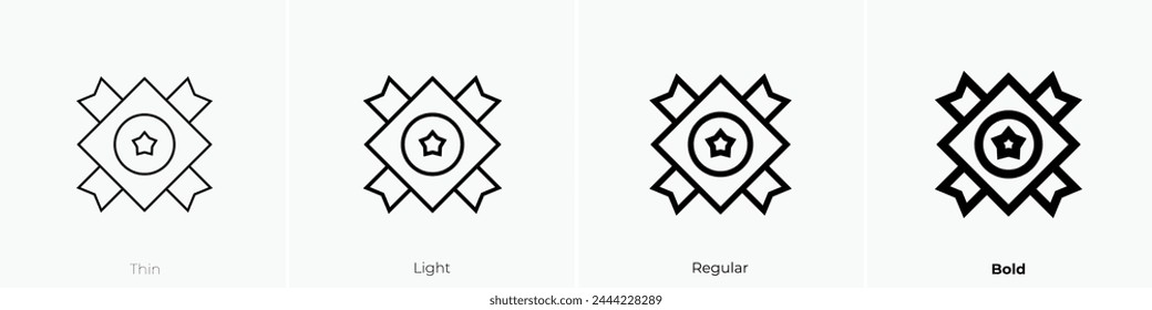 badge icon. Thin, Light Regular And Bold style design isolated on white background