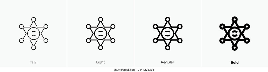 badge icon. Thin, Light Regular And Bold style design isolated on white background