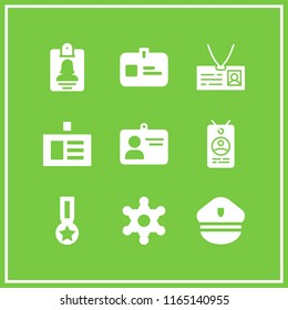 badge icon. This set with personal identification card, medal with a star, id card and police hat vector icons for mobile and web