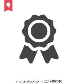 Badge Icon In Trendy Flat Style Isolated On Grey Background. Award Symbol For Your Web Site Design, Logo, App, UI. Vector Illustration, EPS10.