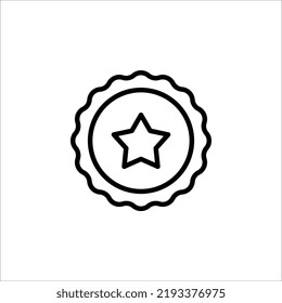Icono de insignia en un estilo plano de moda aislado en fondo blanco. Símbolo de premio para el diseño de tu sitio web, logotipo, aplicación, interfaz de usuario. Ilustración del vector