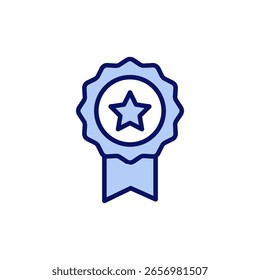 Vector de icono de insignia. Icono de premios Vector. Lograr signos y símbolos. Sello